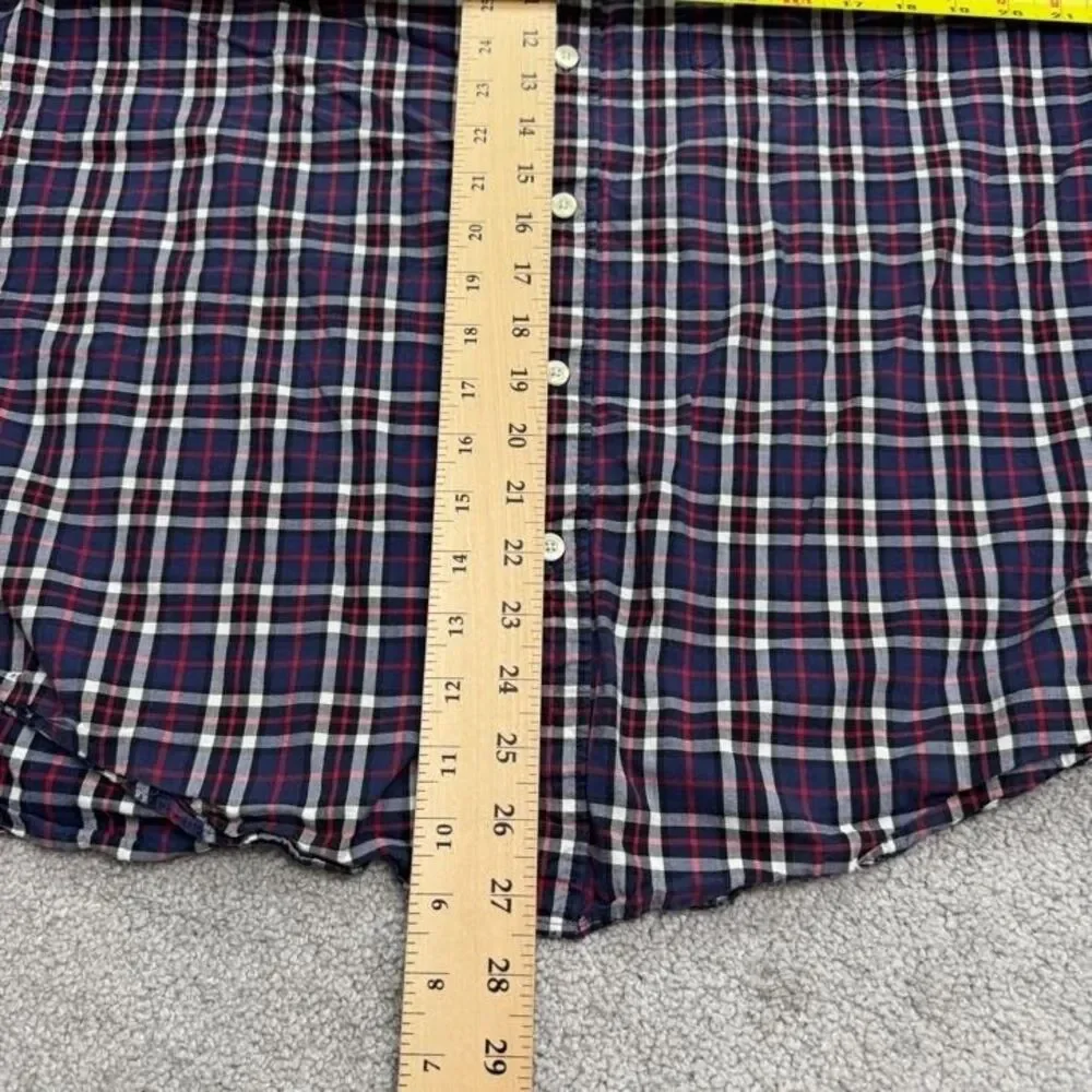 J.Crew Slim Fit Button Down Shirt Mens XL Blue Red Gray Plaid Cotton Casual Top